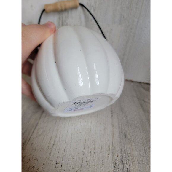 White pumpkin Happy Haunting Halloween ceramic bucket - Picture 6 of 6